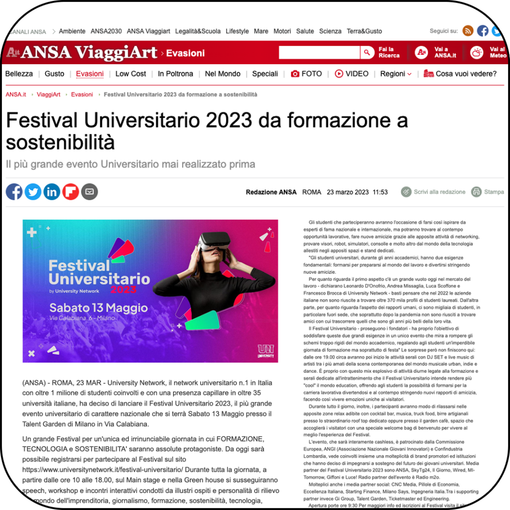 Festival Universitario — ANSA Viaggi